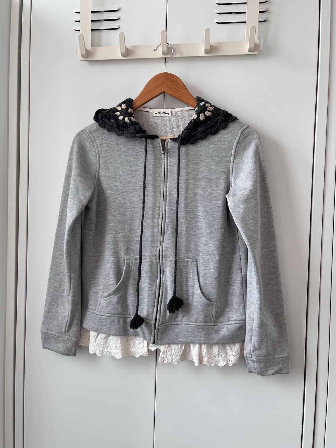 My memory 크로셰 레이스 레이어드 후드집업 상품이미지6