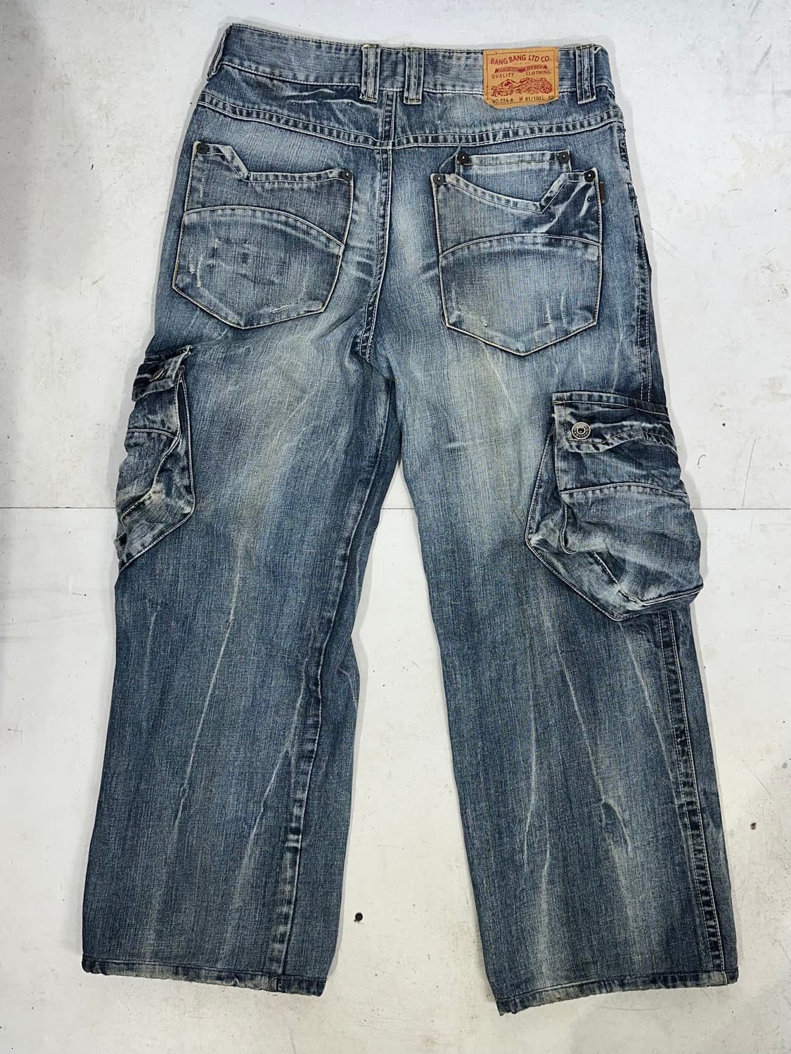 빈티지 진청 대대장 와이드 데님 카고 팬츠 청바지  상품이미지5