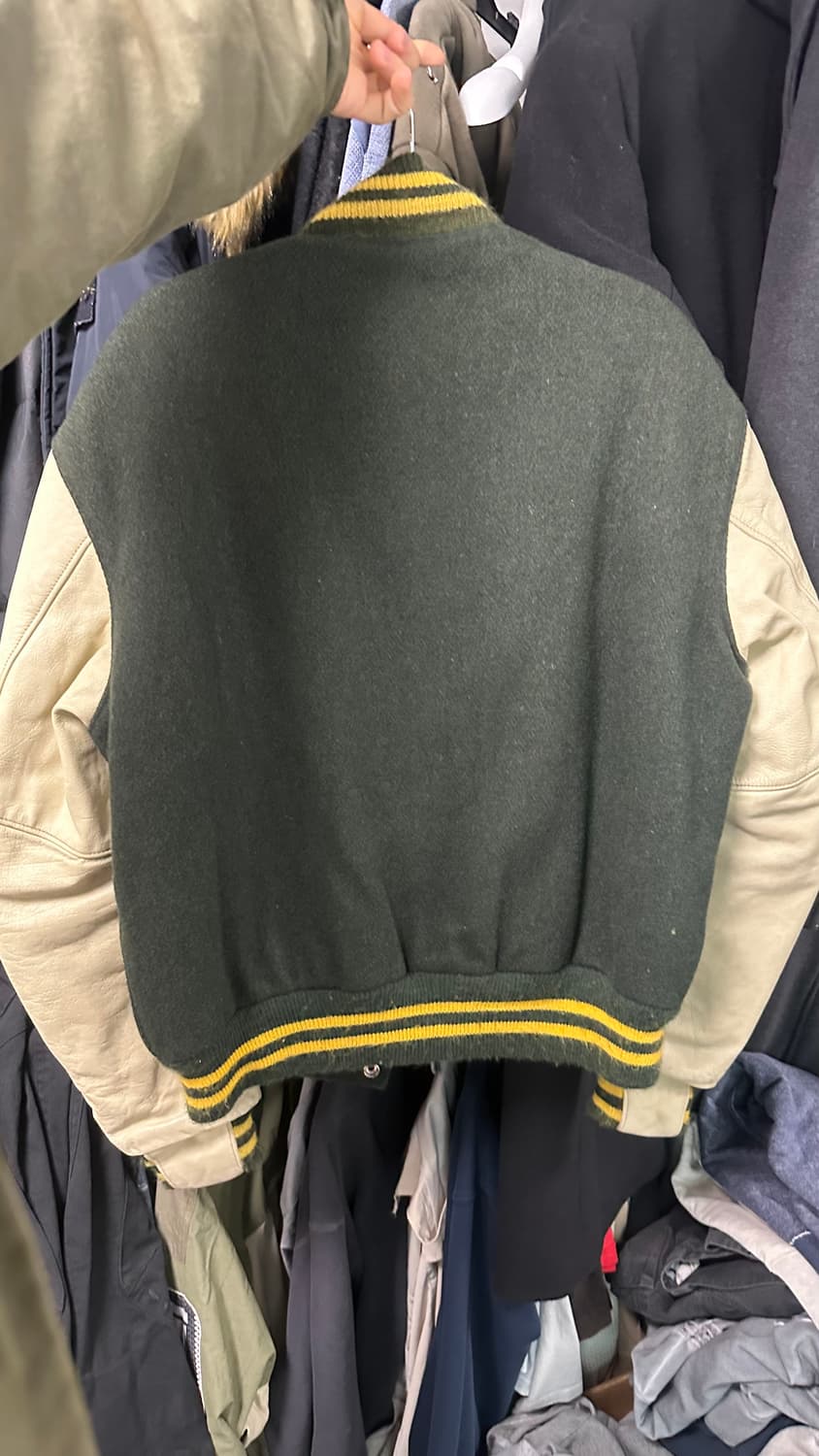 골든베어 다크그린 레더 배색 야구 점퍼 L 상품이미지2