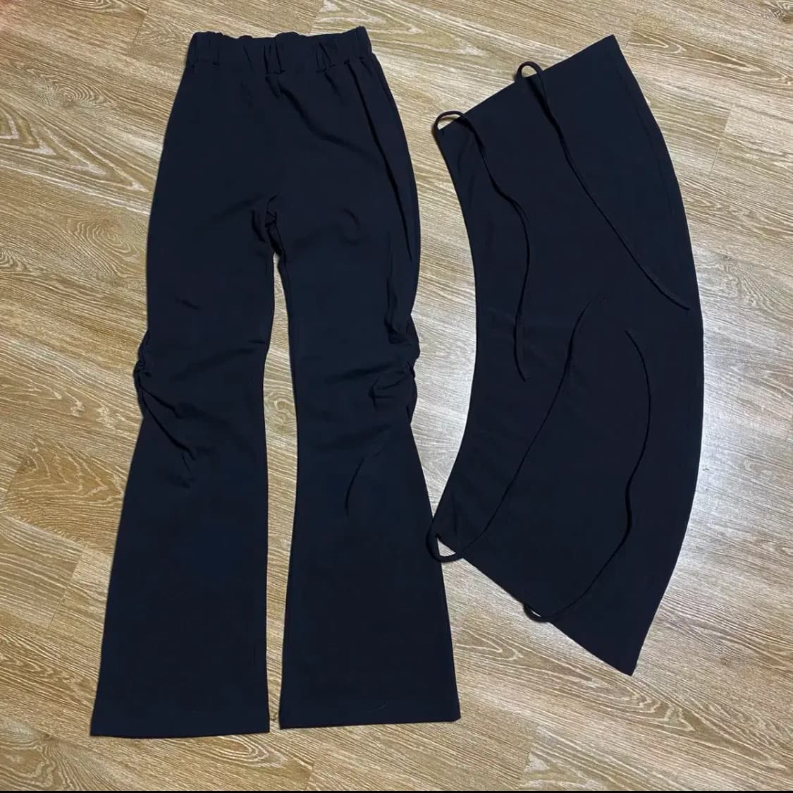 벨리아르 스트랩 스커트 팬츠 세트 블랙 상품이미지2