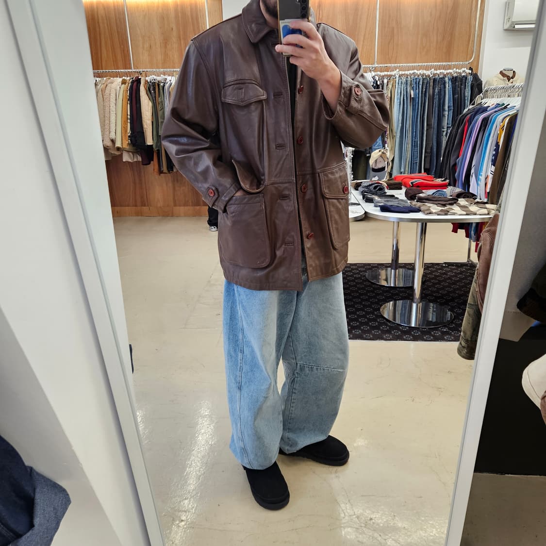 VINTAGE COW LEATHER 빈티지 소가죽 자켓 가죽자켓 L 상품이미지10