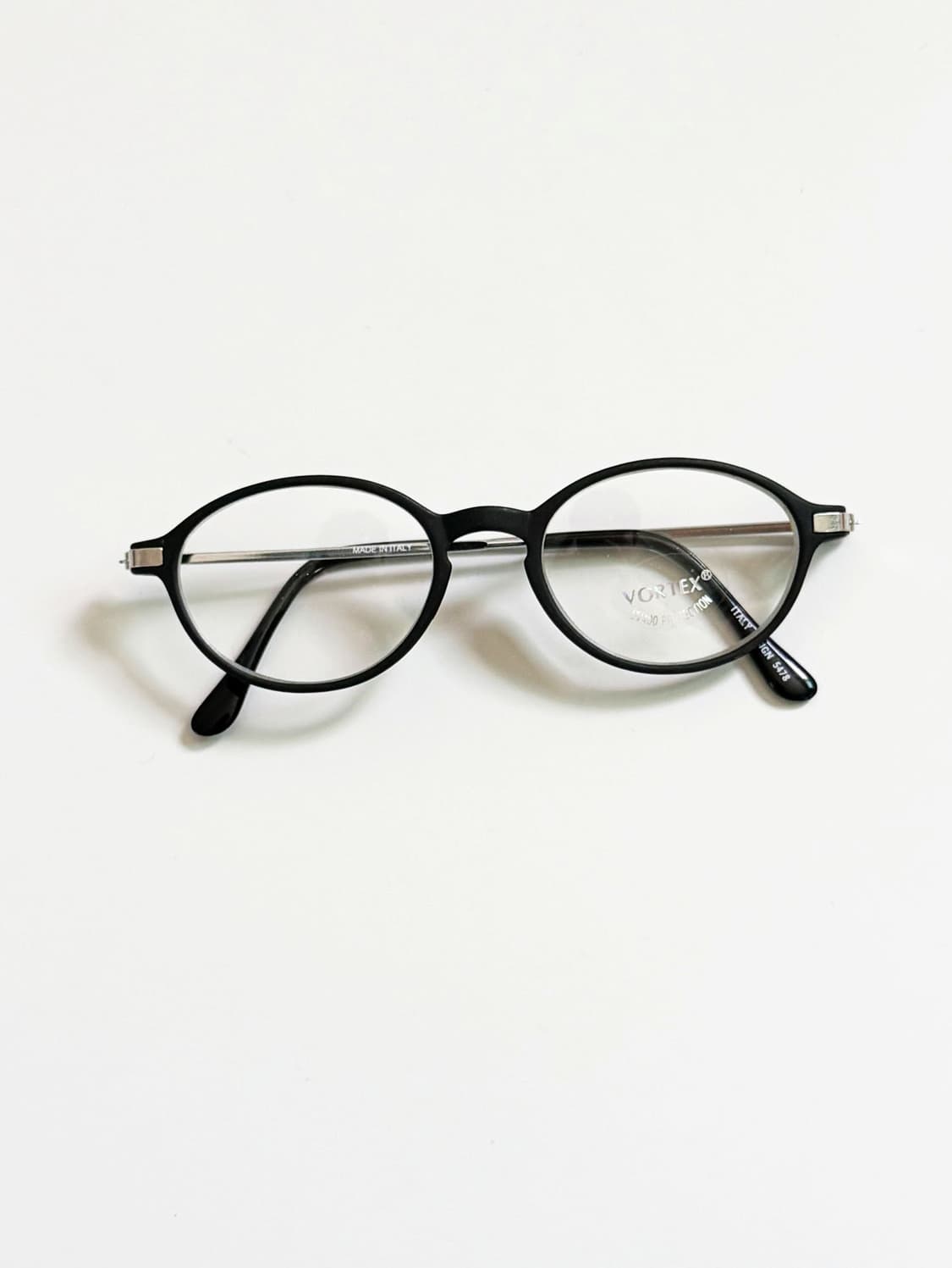 90s VORTEX 블랙 실버 뿔테 오벌 프레임 빈티지 안경 상품이미지1