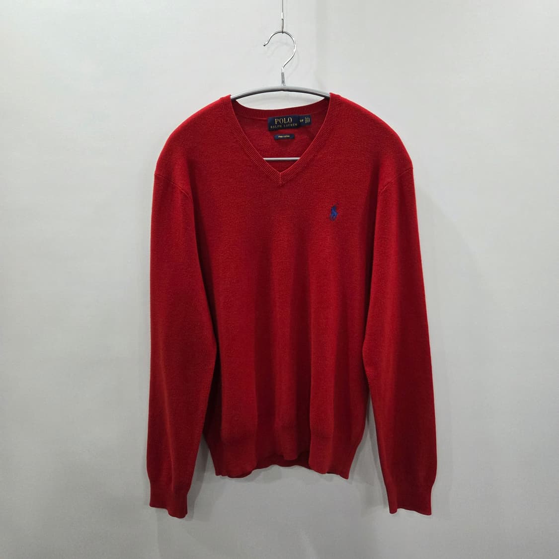 폴로랄프로렌 피마코튼 브이넥 니트 레드 S 상품이미지1