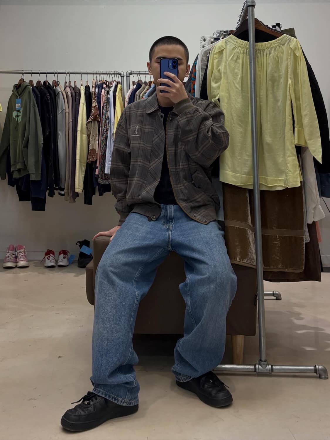 입생로랑 체크 해링턴 자켓 상품이미지8