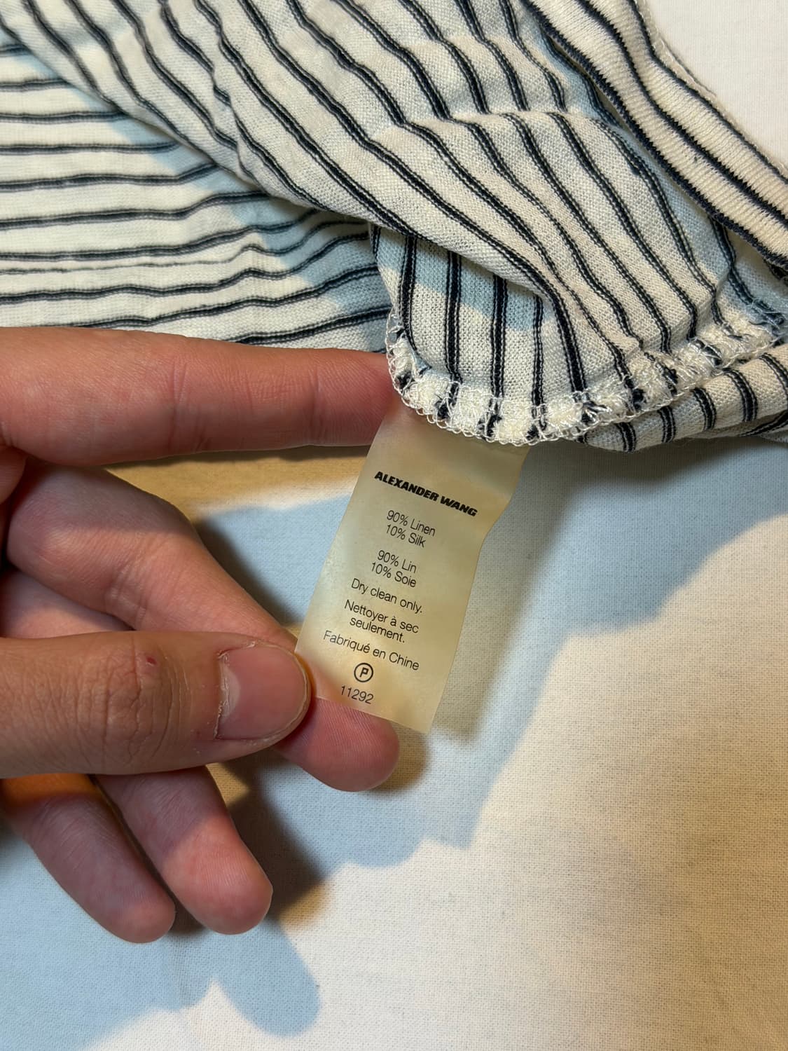 알렉산더왕 린넨 실크 스트라이프 티셔츠 화이트 블랙 상품이미지3