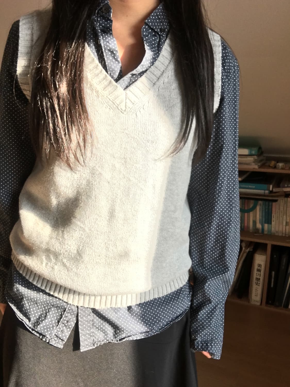 V-neck knit vest Grey 상품이미지2