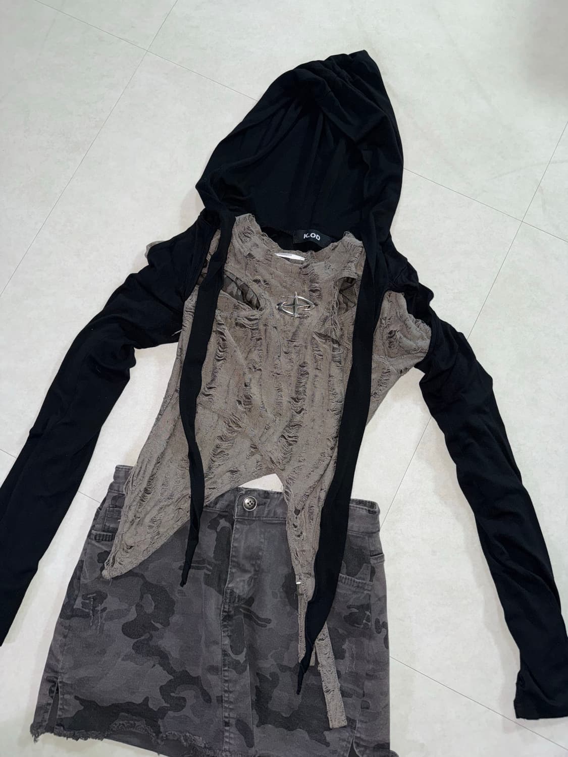 디퍼런트이즈오케이 디오케 k.od 디퍼런티스 니트 후디 볼레로 상품이미지2