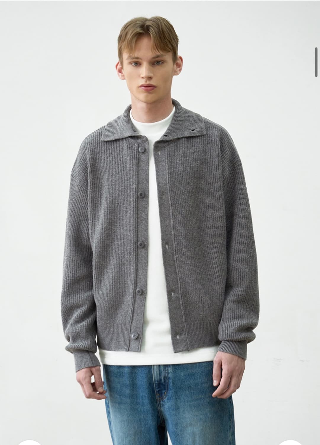 (새상품)(XL) 드로우핏 벌키 울 하이넥 니트 가디건 [M.GREY] 상품이미지4