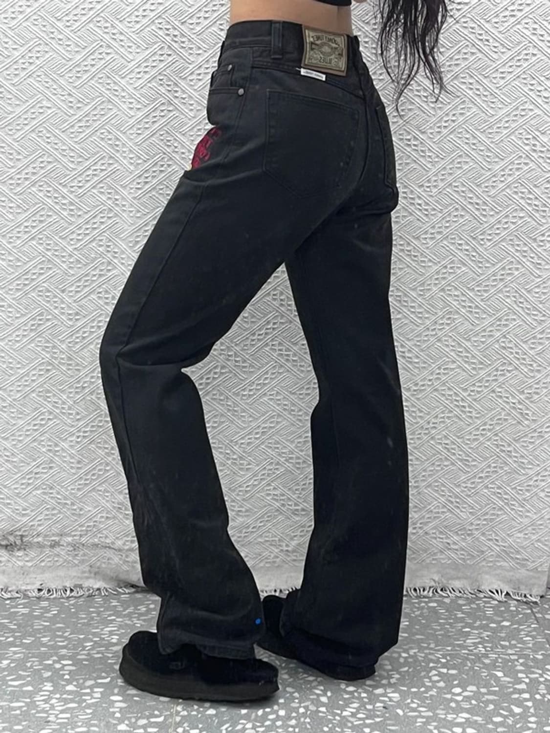 루니툰즈 스트릿 펑크 키치 캐릭터 흑청 데님팬츠 26인치 C10645 상품이미지2