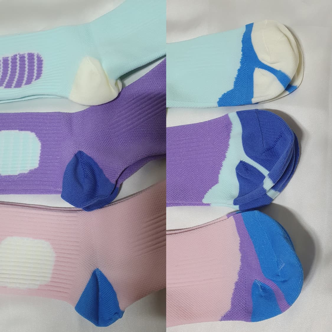 3컬레 가격~파스텔톤 요가 필라테스 러닝 줄넘기 니삭스 스타킹 긴 양말 상품이미지9