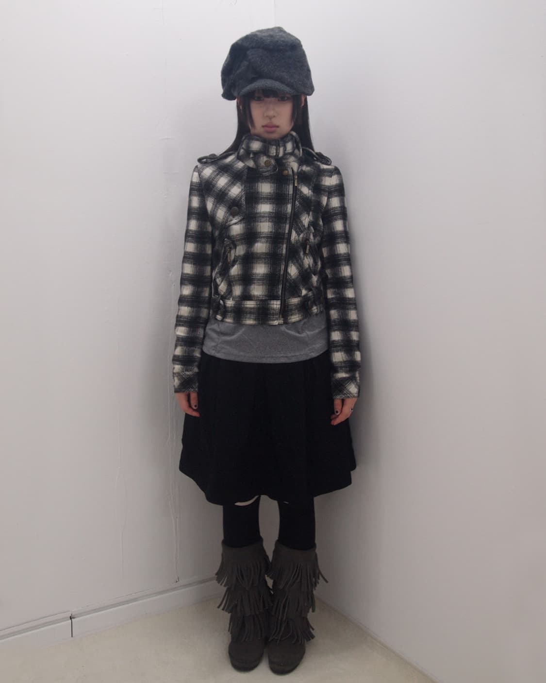 Check belted mini rider wool jacket 상품이미지1