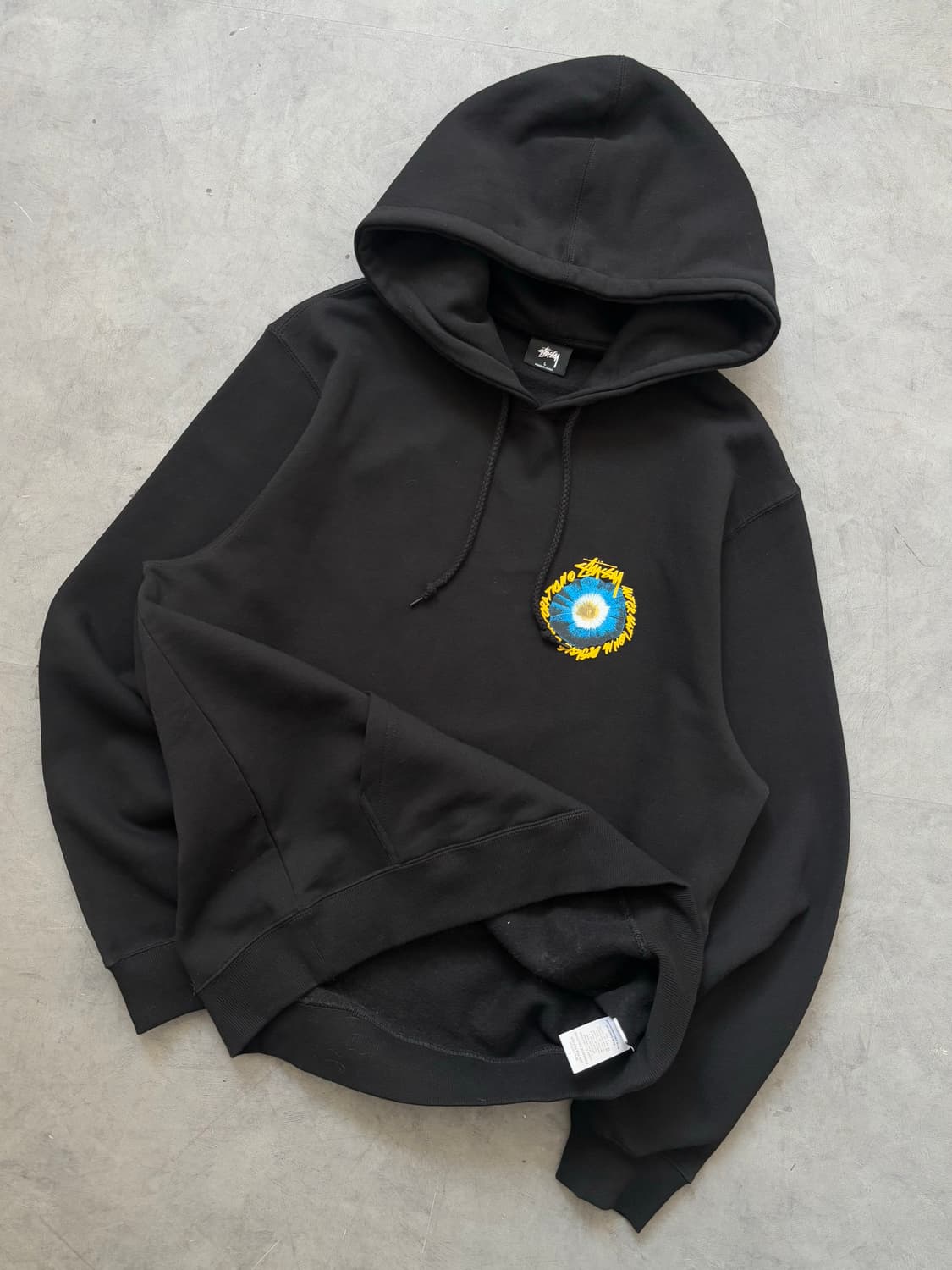 Stussy 스투시 블랙 코스모스 로고 후드티 상품이미지1