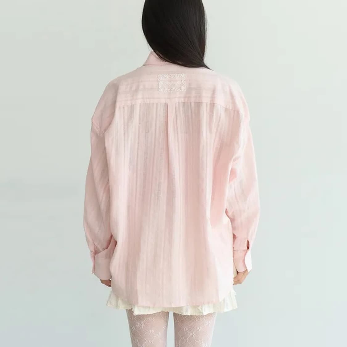 펀프롬펀 아일렛 오버핏 셔츠 피치 EYELET SHIRTS 상품이미지3