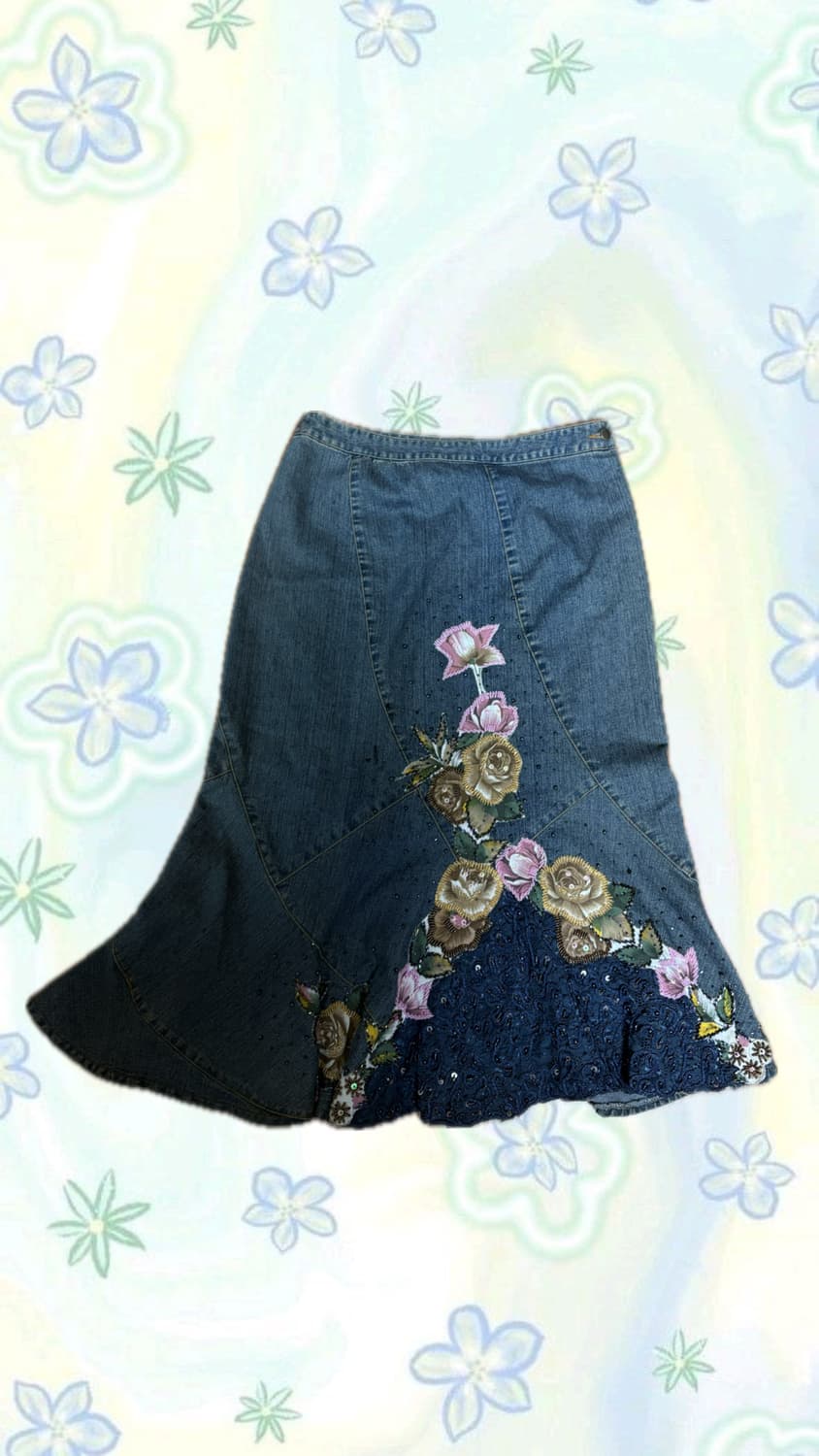 Oriental vintage long denim skirt 상품이미지1