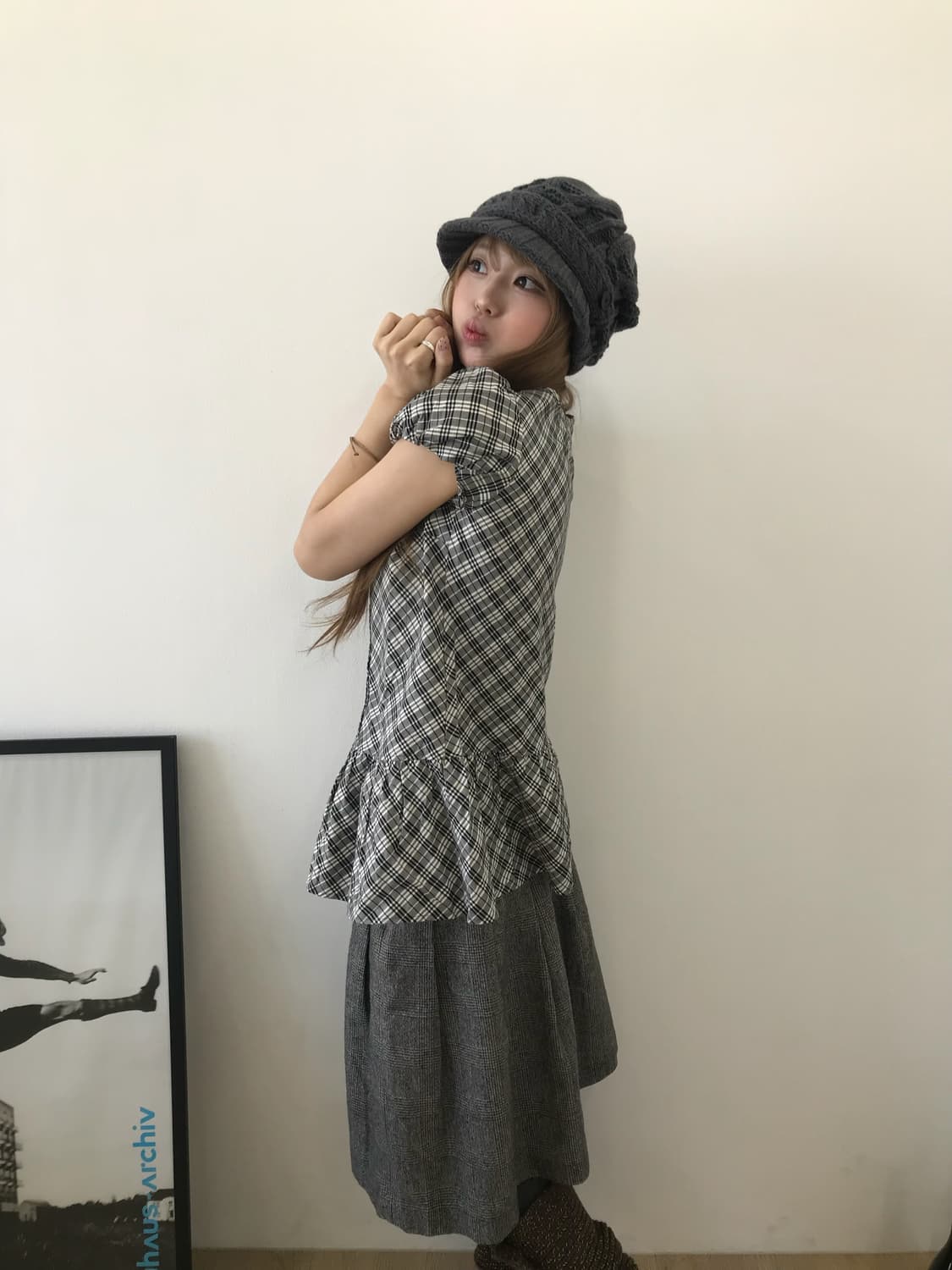 버버리 체크 퍼프 블라우스 그레이 니혼진 코디세트 상품이미지3