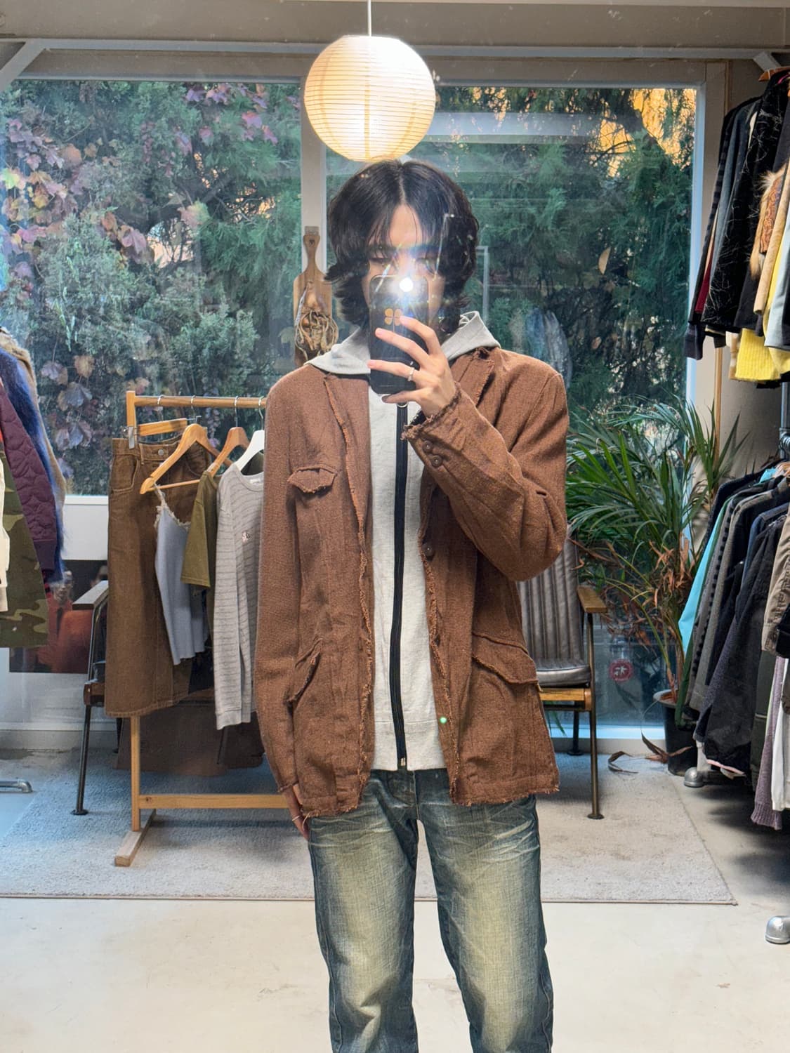 모시모 후드 레이어드 컷오프 자켓 상품이미지3