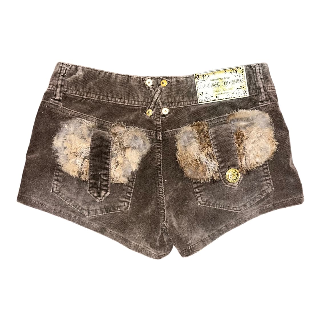 CECIL McBEE 세실맥비 엉덩이 퍼 금장단추 골덴숏팬츠 갸루y2k 상품이미지1