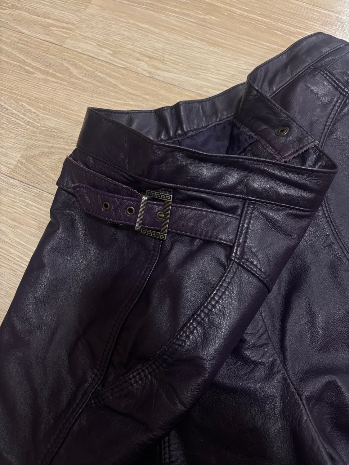 Mani 가죽빈티지반바지 상품이미지5