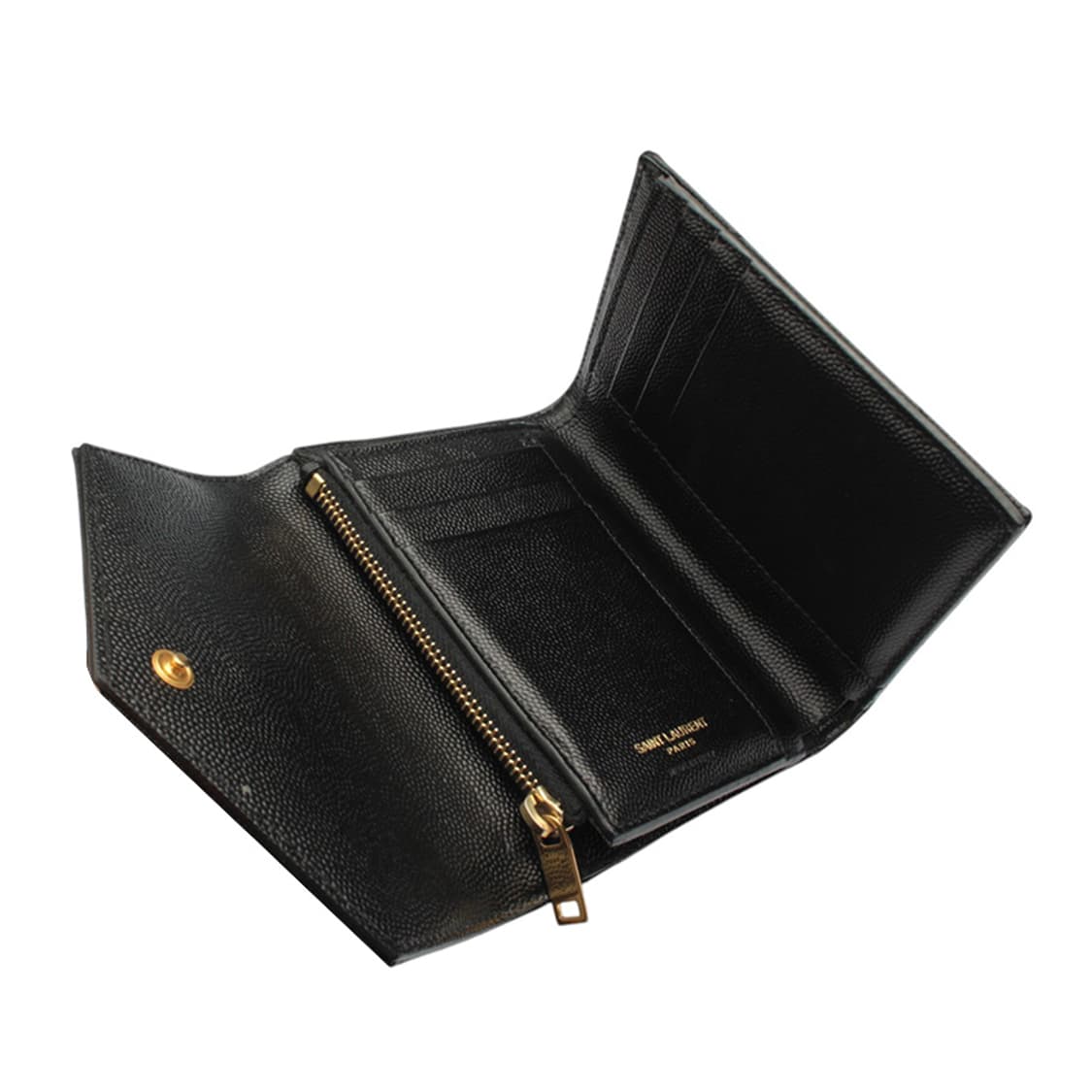 생로랑파리 블랙 YSL 금장 쉐브론 반지갑 상품이미지4