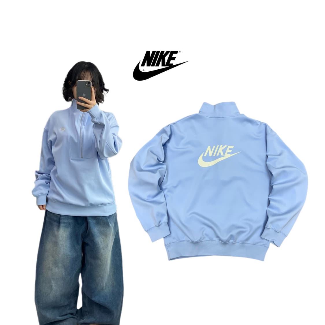 나이키 신형 스우시 빅로고 하늘색 아노락 져지 상품이미지1