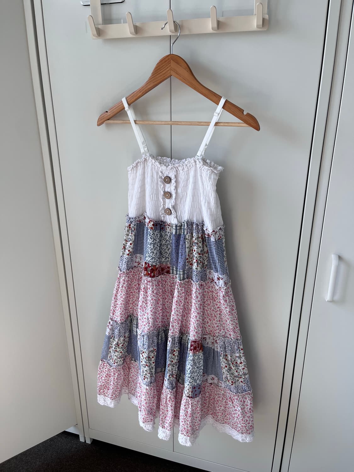 Rose fanfan 잔꽃 패치 단추 원피스 상품이미지1