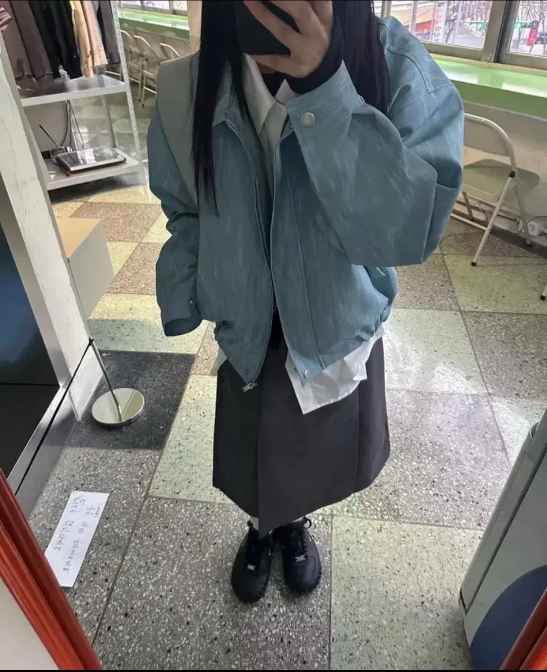 우화 레더자켓 블루 상품이미지1