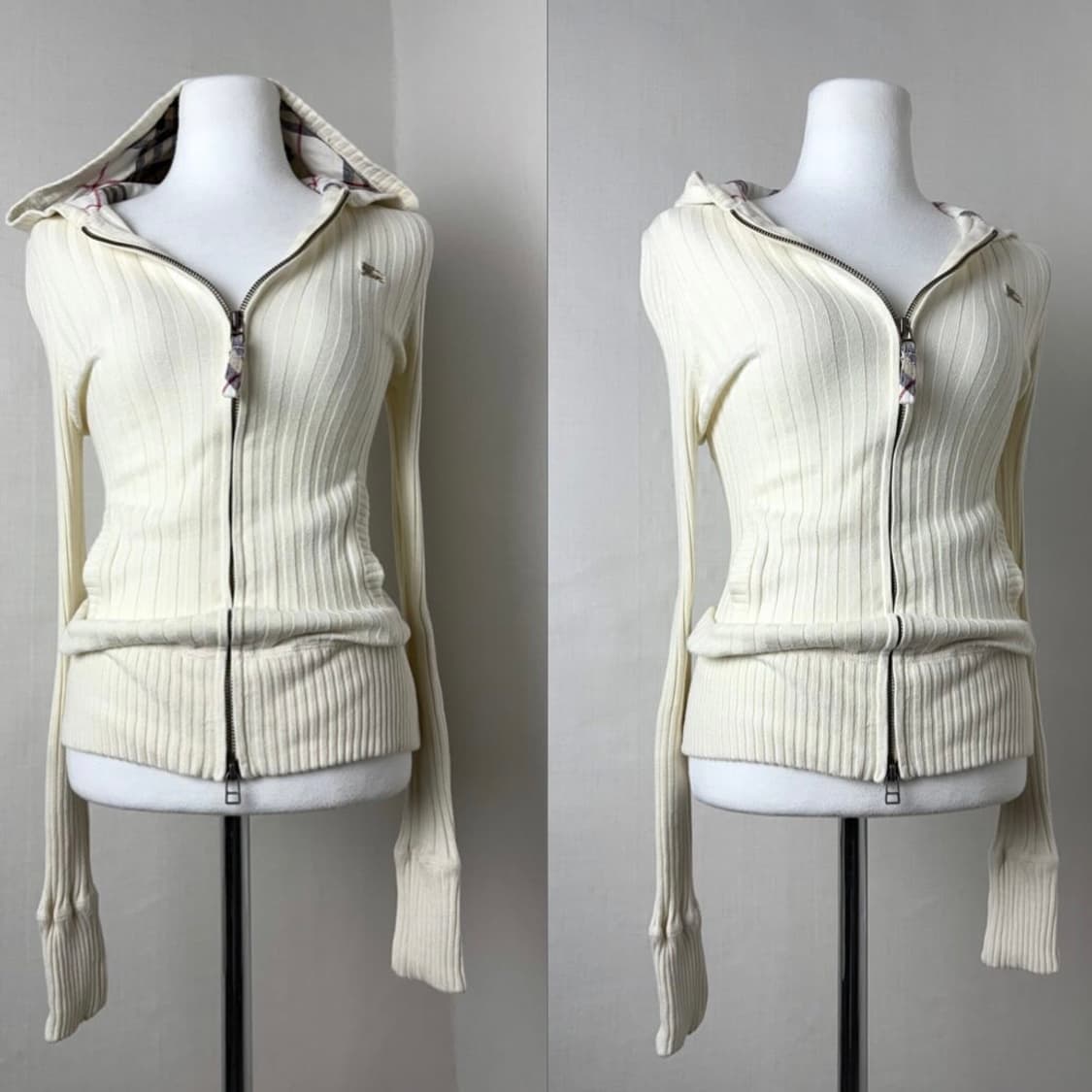 버버리 딱붙 골지 후드집업 상품이미지1