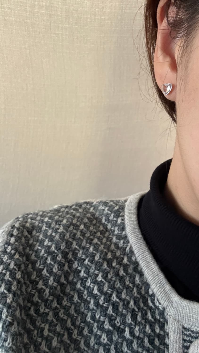 14k 백수정 다이아몬드 하트 귀걸이 상품이미지5