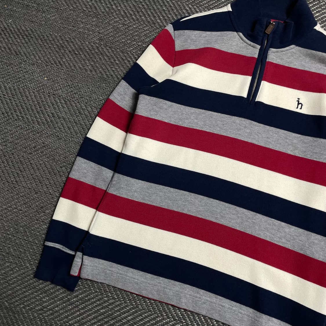 Hazzys 스트라이프 니트 카라 긴팔 반집업 티셔츠o 5586 상품이미지3