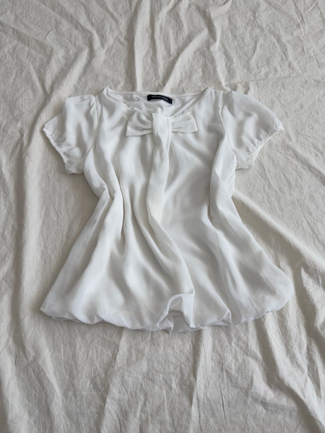 러블리 긱시크 로걀 화이트 쉬폰 블라우스 상품이미지1