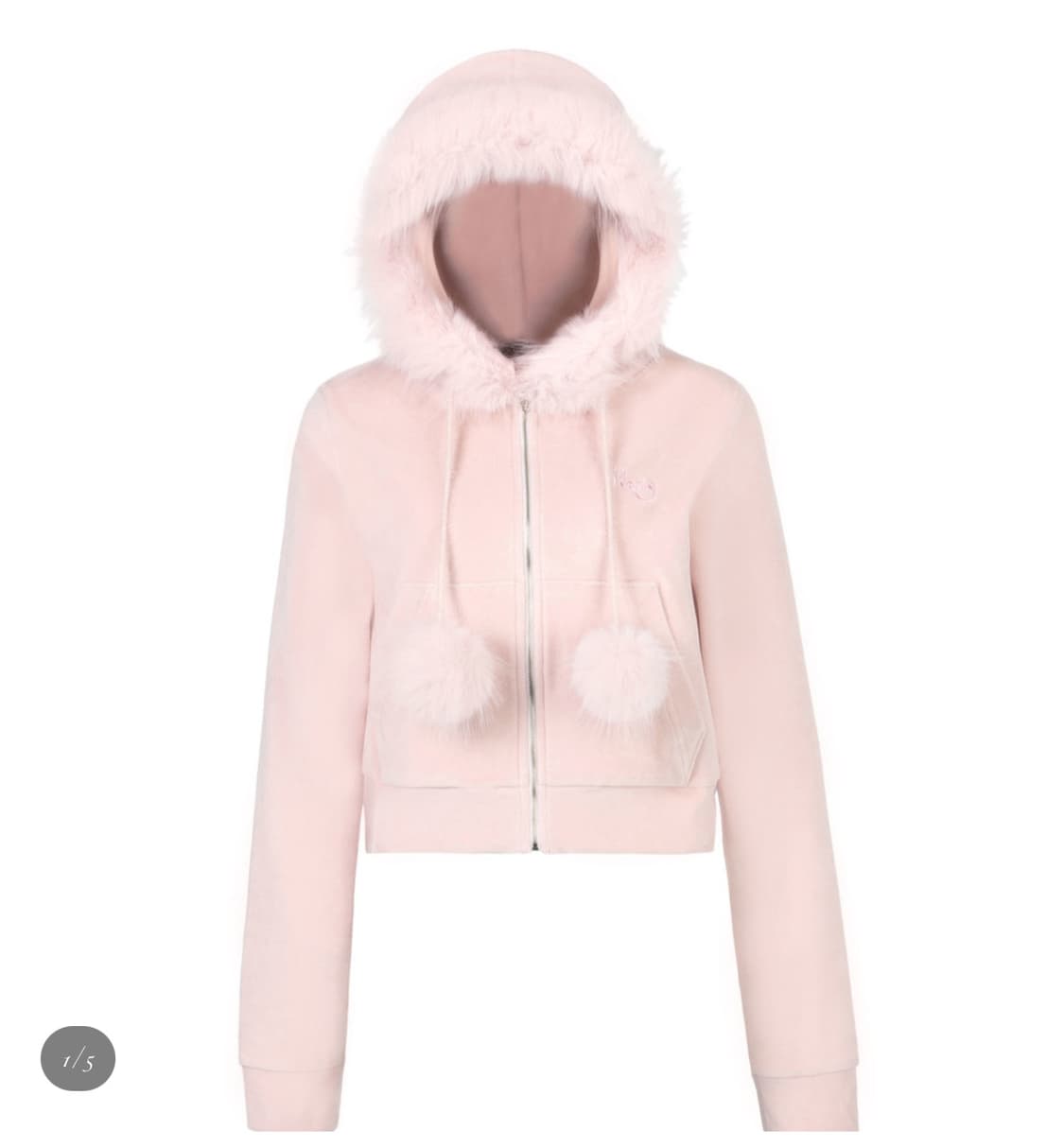 당일배송) 아이당클럽 퍼 벨벳 탑 핑크 후드집업 폼폼  상품이미지1