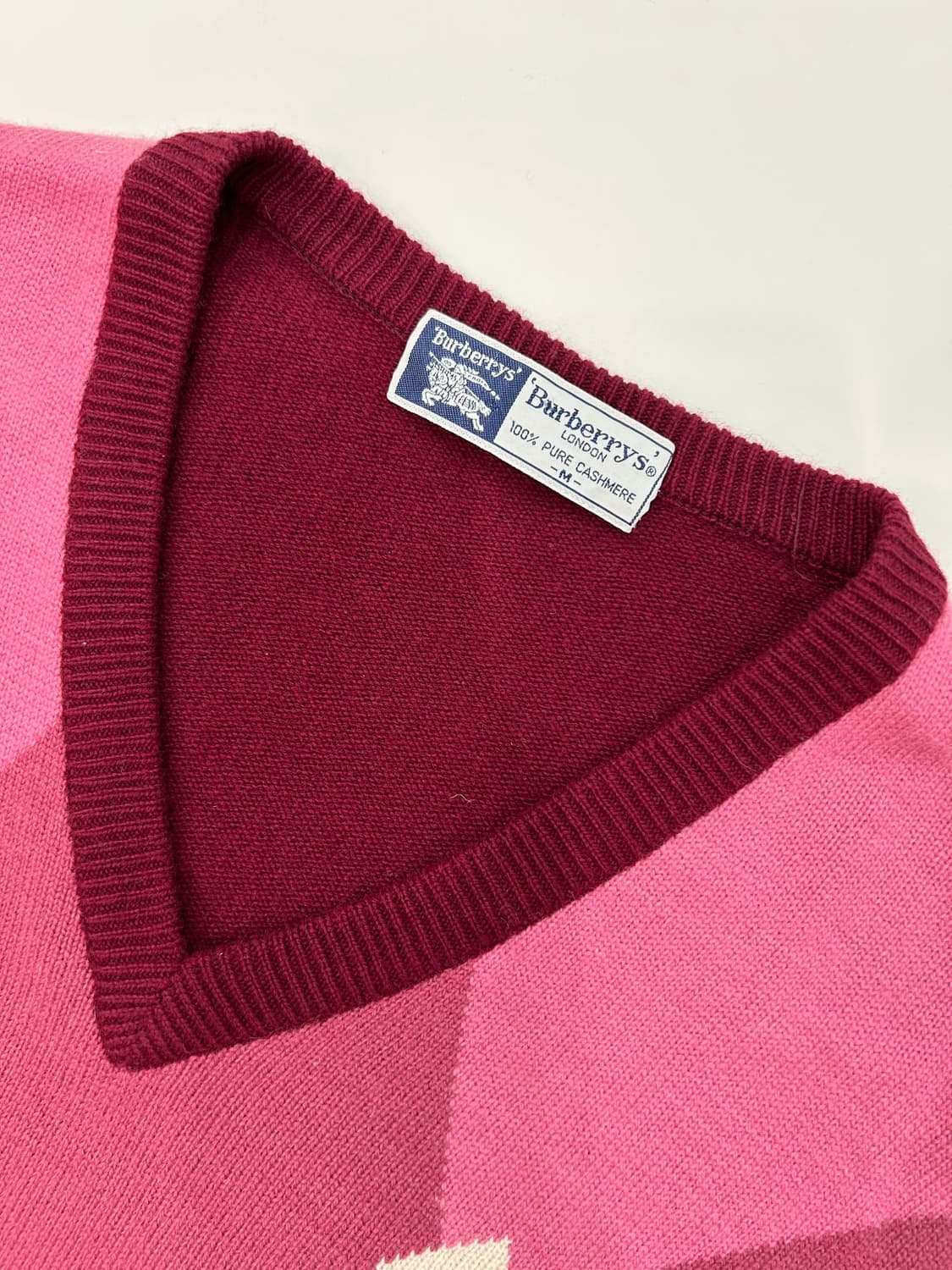 BURBERRY 버버리 핑크버건디 아가일니트 상품이미지5