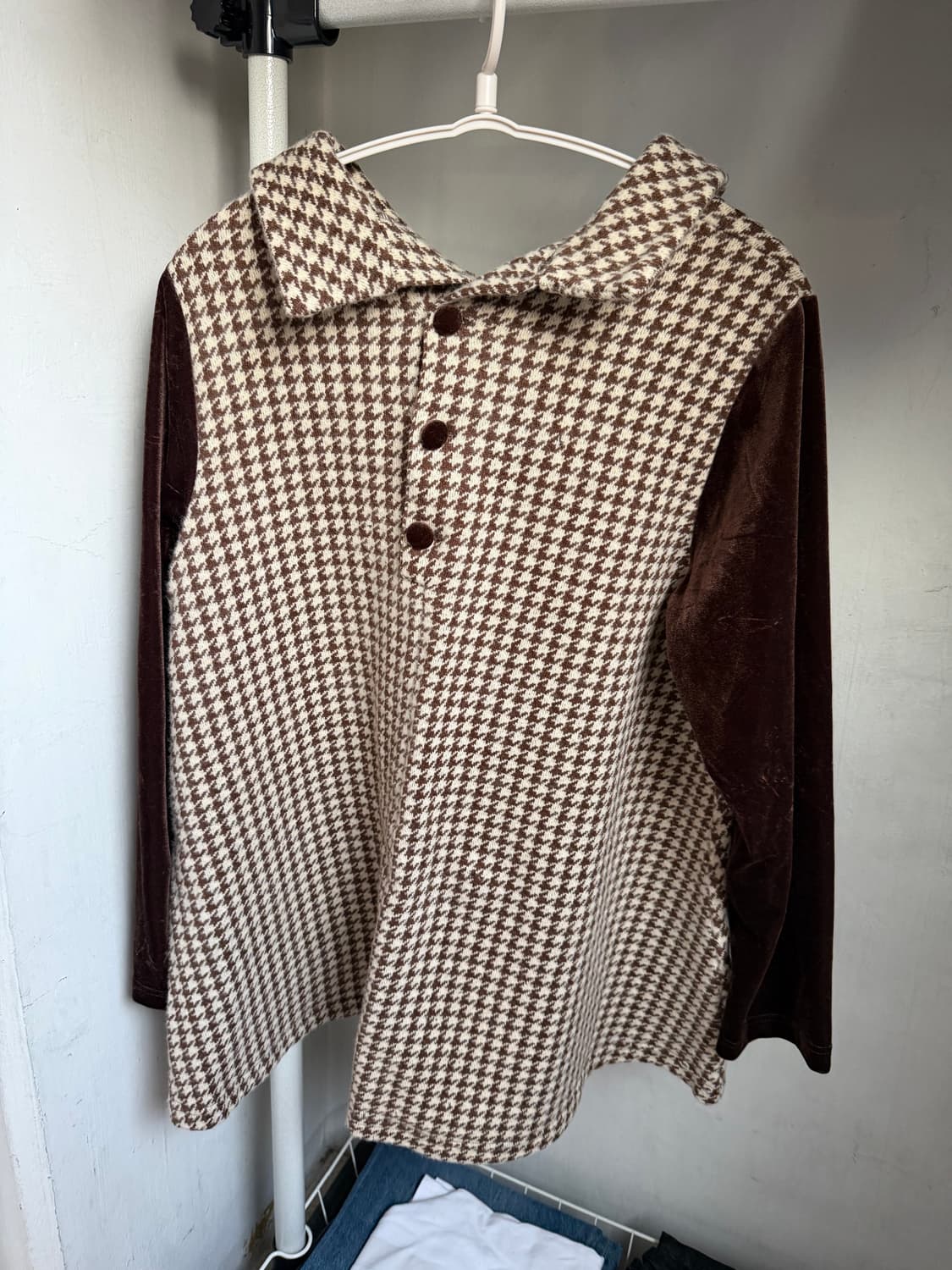 트위드 벨벳 니트 원피스 상품이미지1