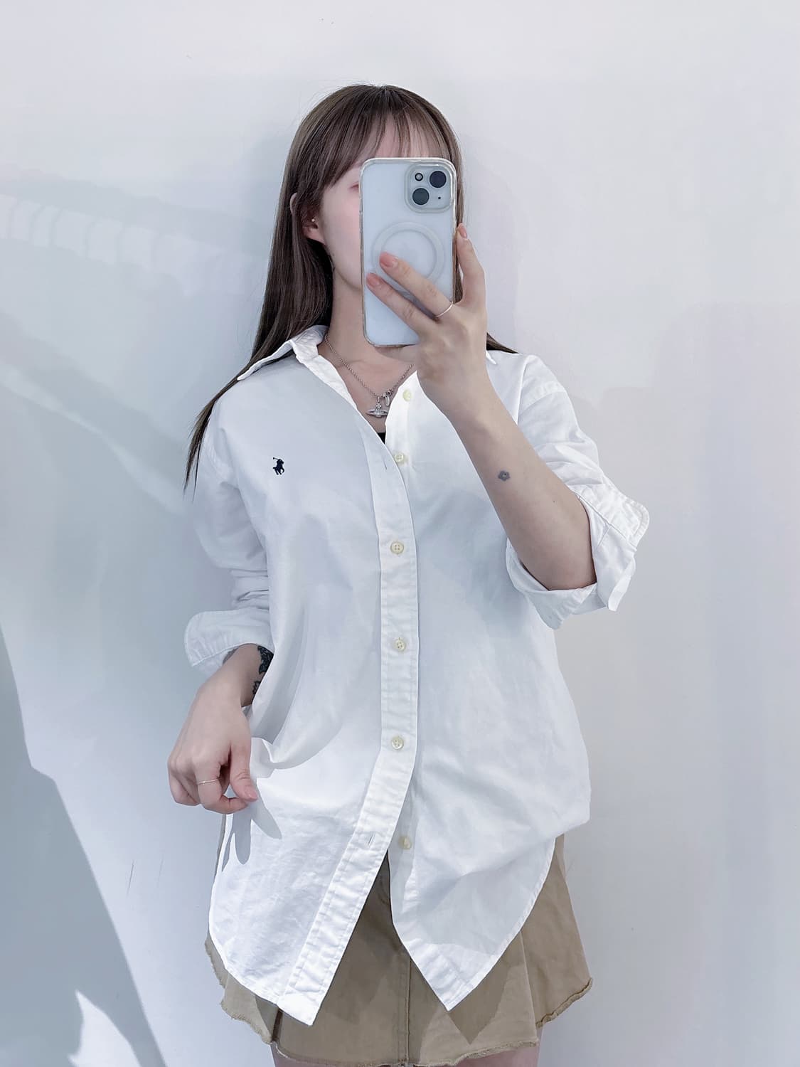 폴로랄프로렌 qr 네이비포니 화이트 셔츠 상품이미지1