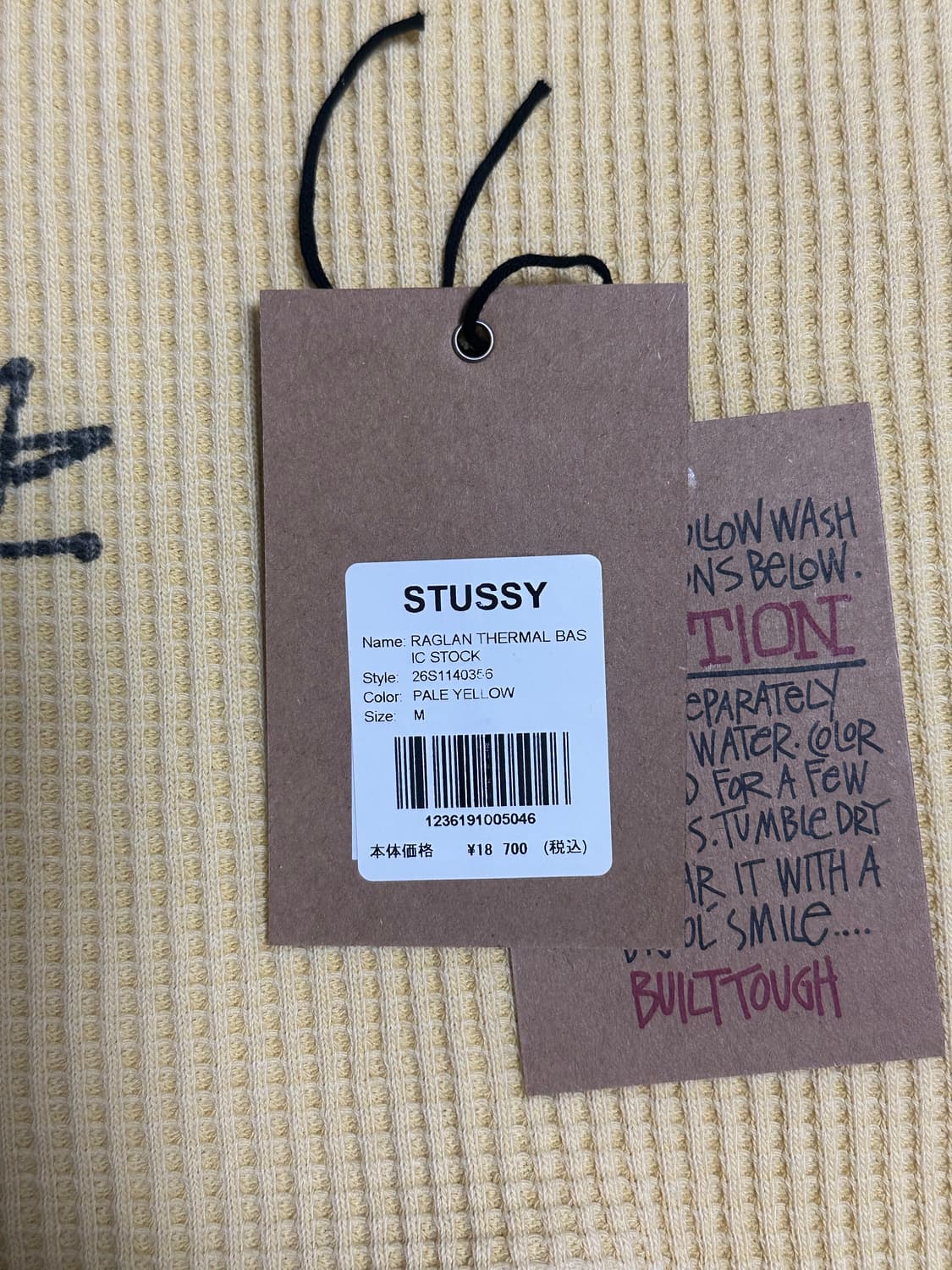 스투시 래글런 써멀 롱슬리브 크루 패일 옐로 상품이미지3