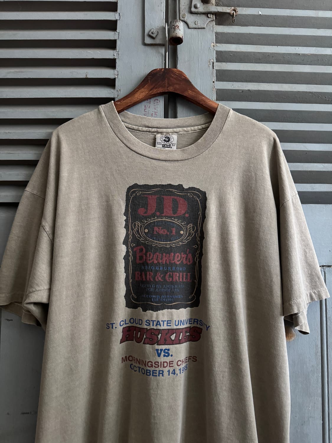 [XL]90's Anvil USA 피그먼트 다잉 잭다니엘 프린팅 티셔츠 상품이미지2