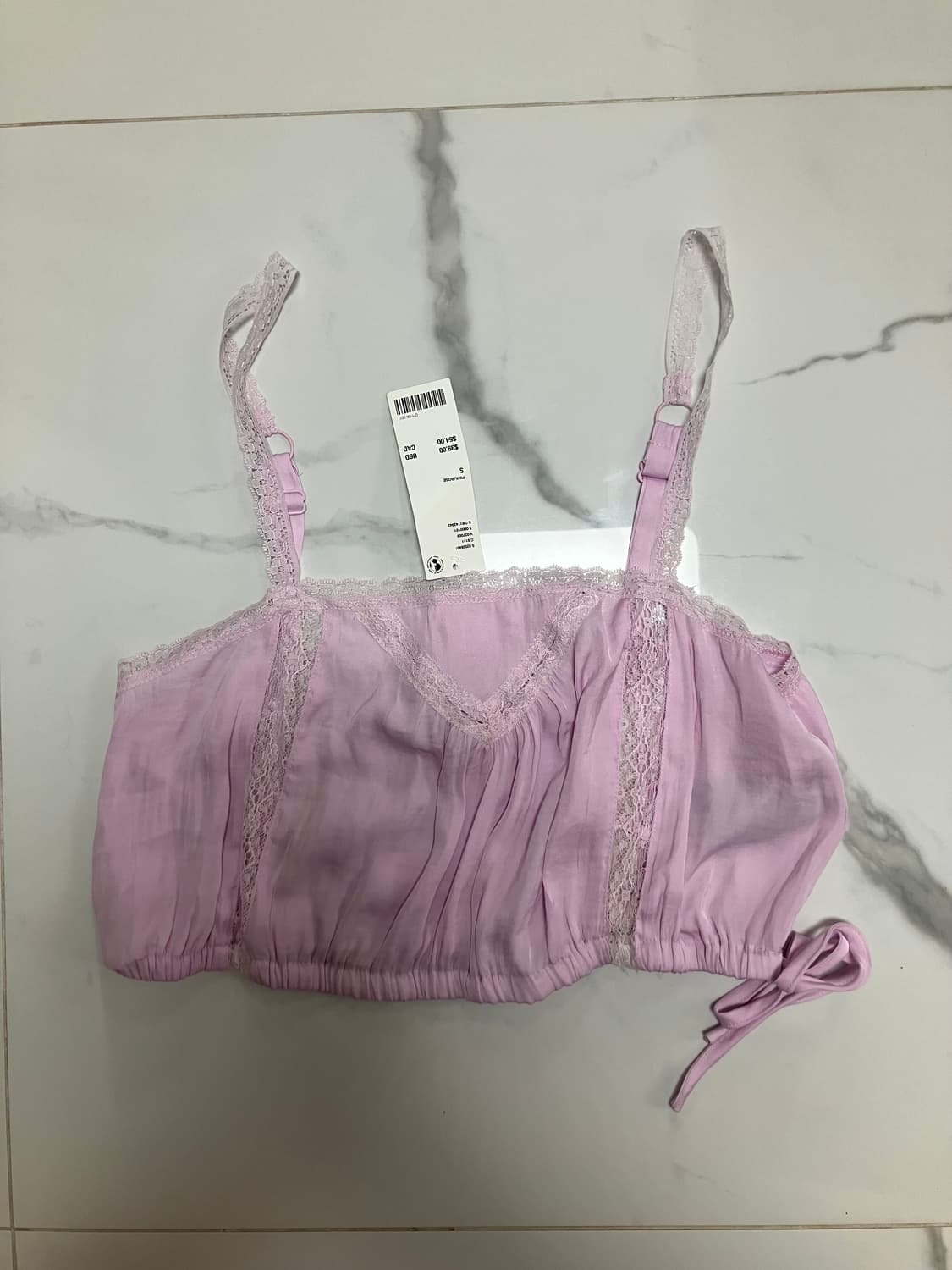 얼반아웃피터스 핑크 레이스 캐미 탱크탑 벌룬 핏 리본 상품이미지3