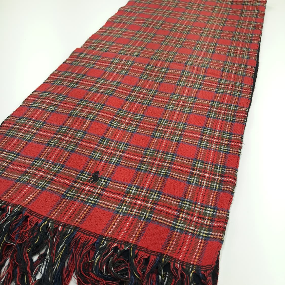 MX192 폴로 랄프로렌 레드체크 블랙 코튼 양면 목도리 머플러 상품이미지2