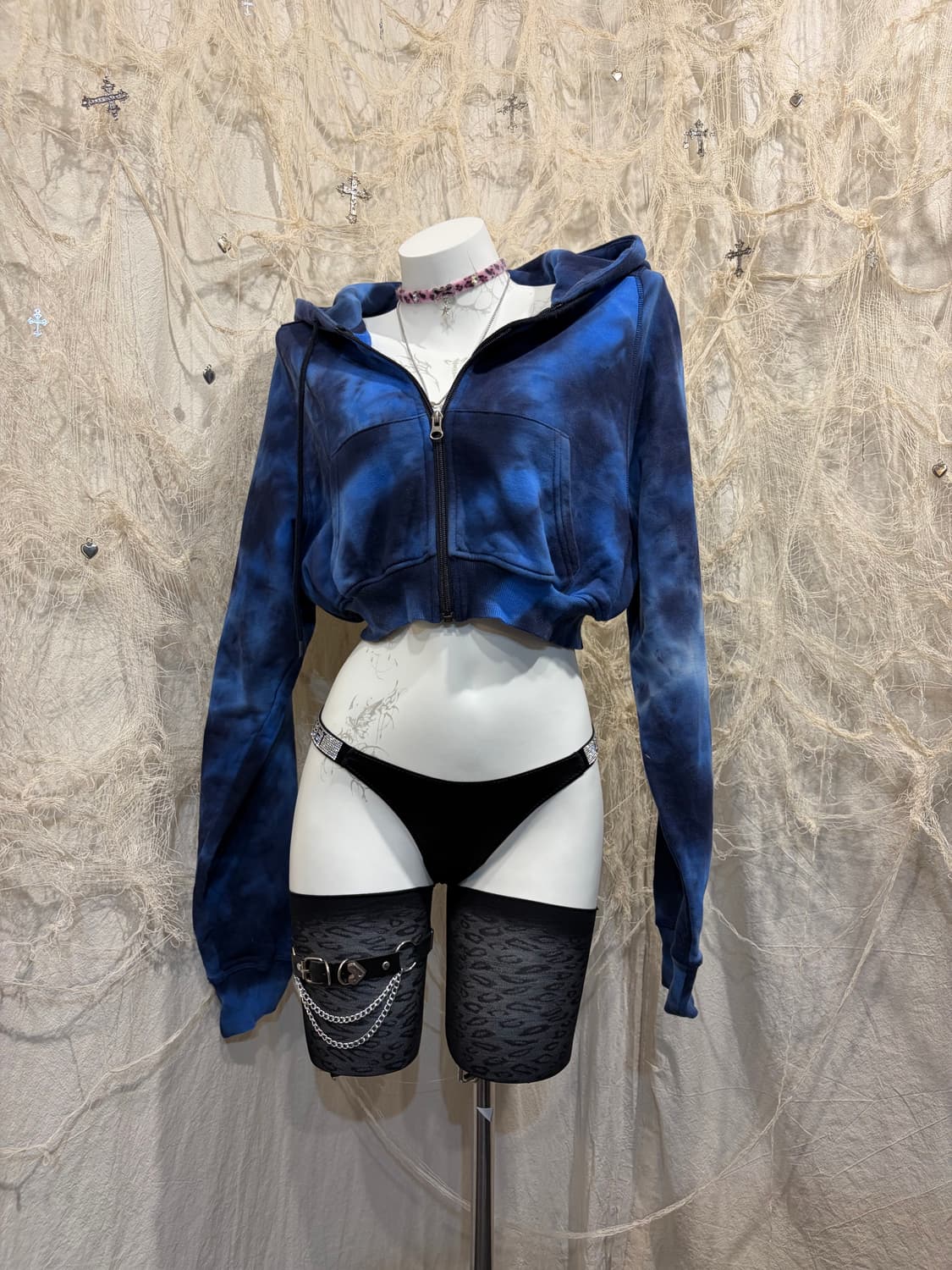 Japanese tie-dye crop hoodie zip-up 상품이미지6