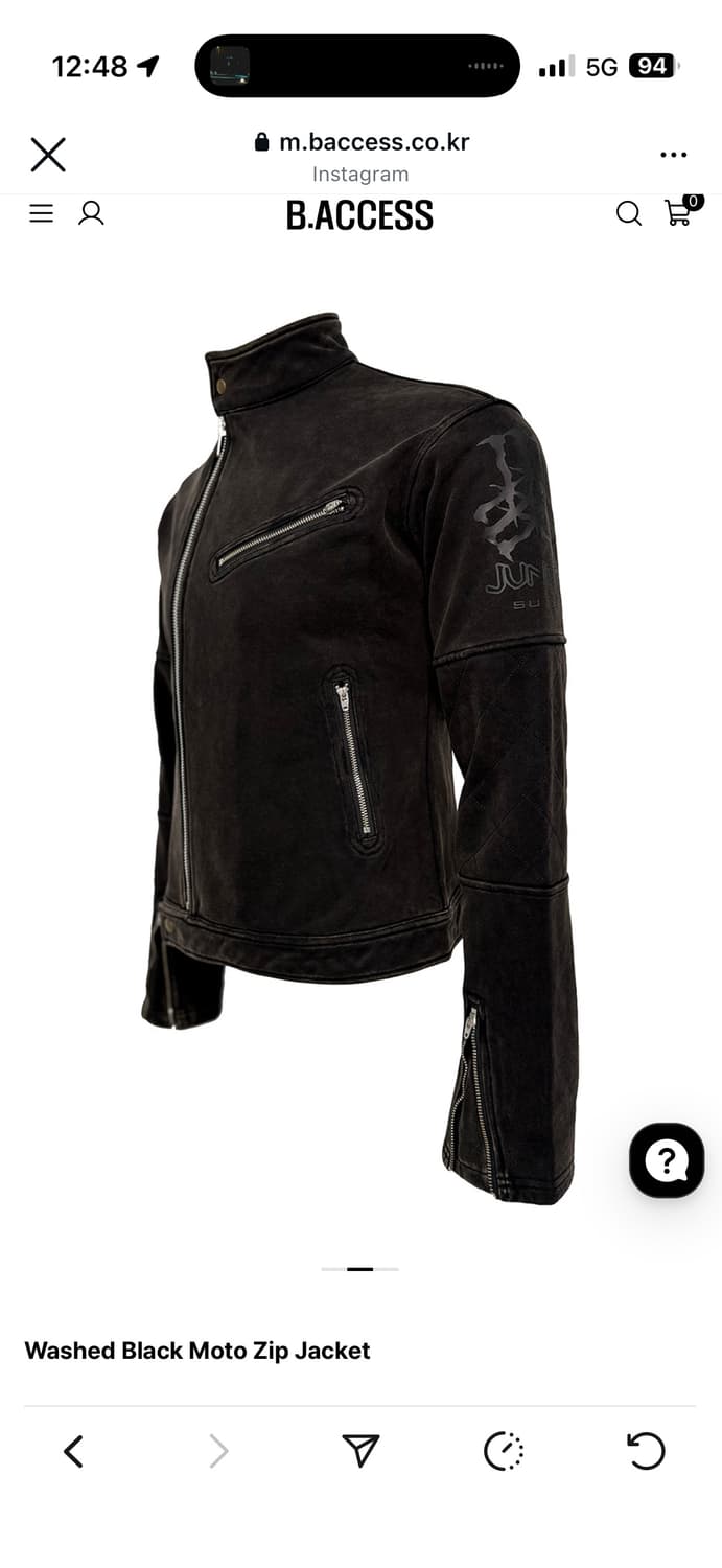 비엑세스 Washed Black Moto Zip Jacket  상품이미지2