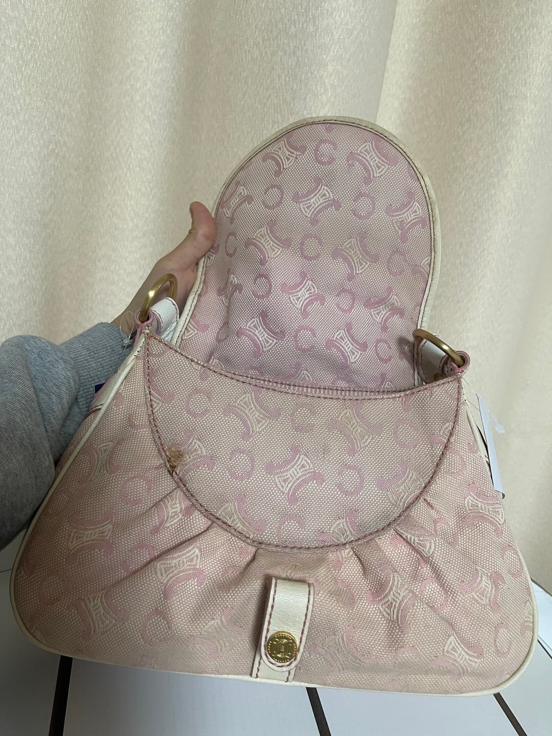 셀린느 빈티지 핑크 데님 백 트리오페 숄더백 상품이미지8