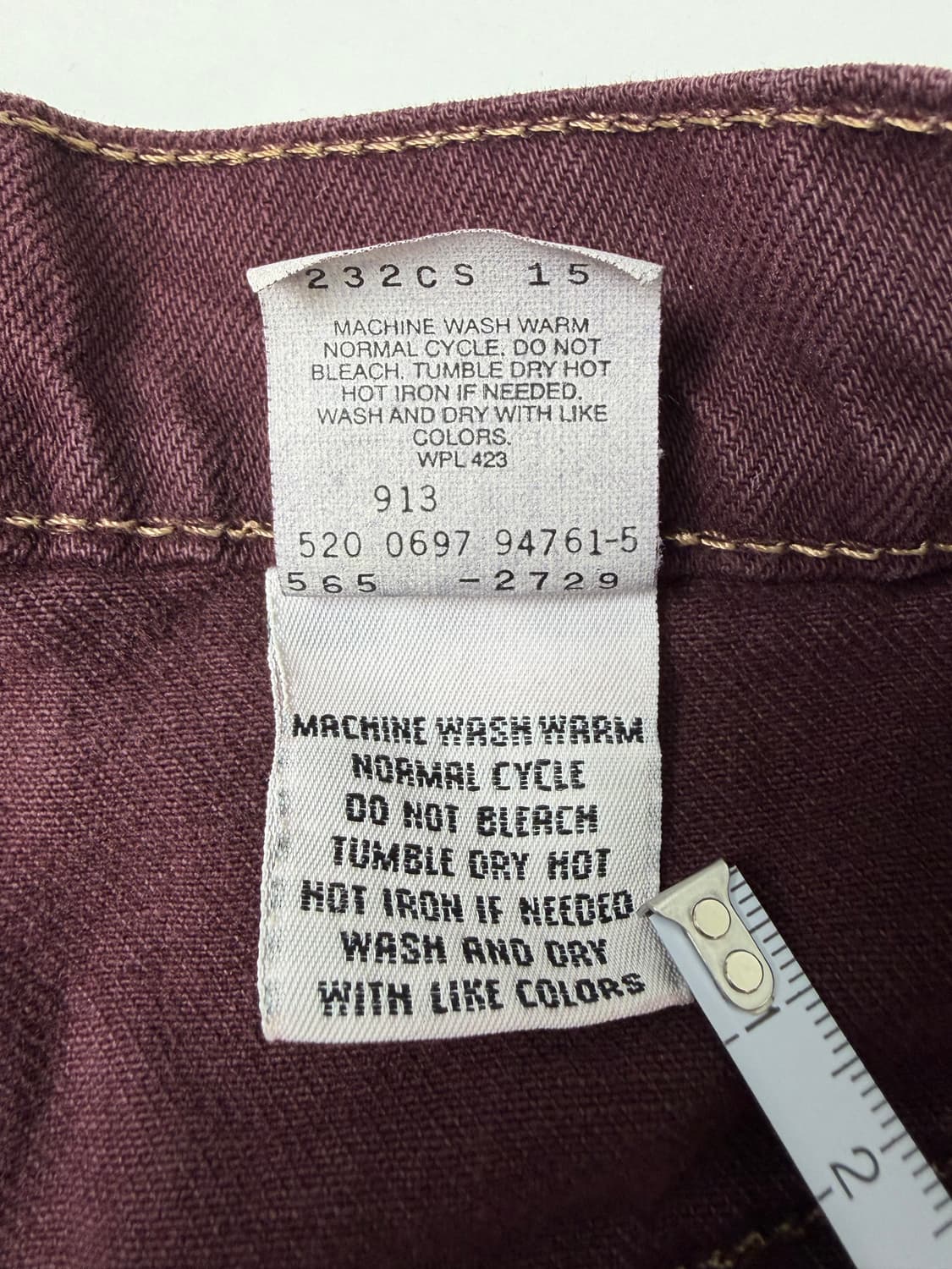 90s Levi's 565 Jeans (burgundy) 상품이미지4