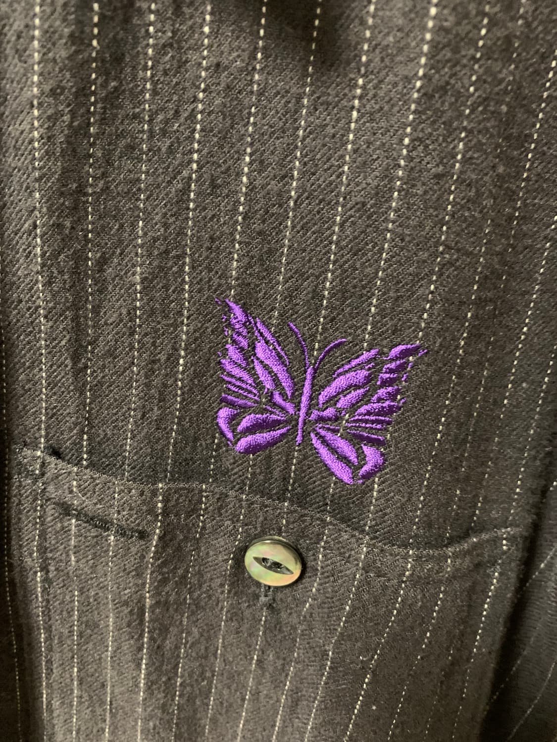 니들스 22aw 핀스트라이프 워크 셔츠 블랙 상품이미지3