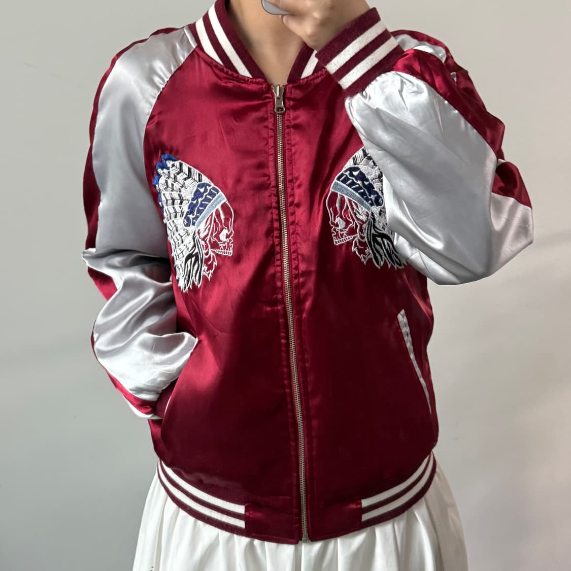 [L] 리버시블 인디언 호랑이 자수 스카잔 상품이미지1