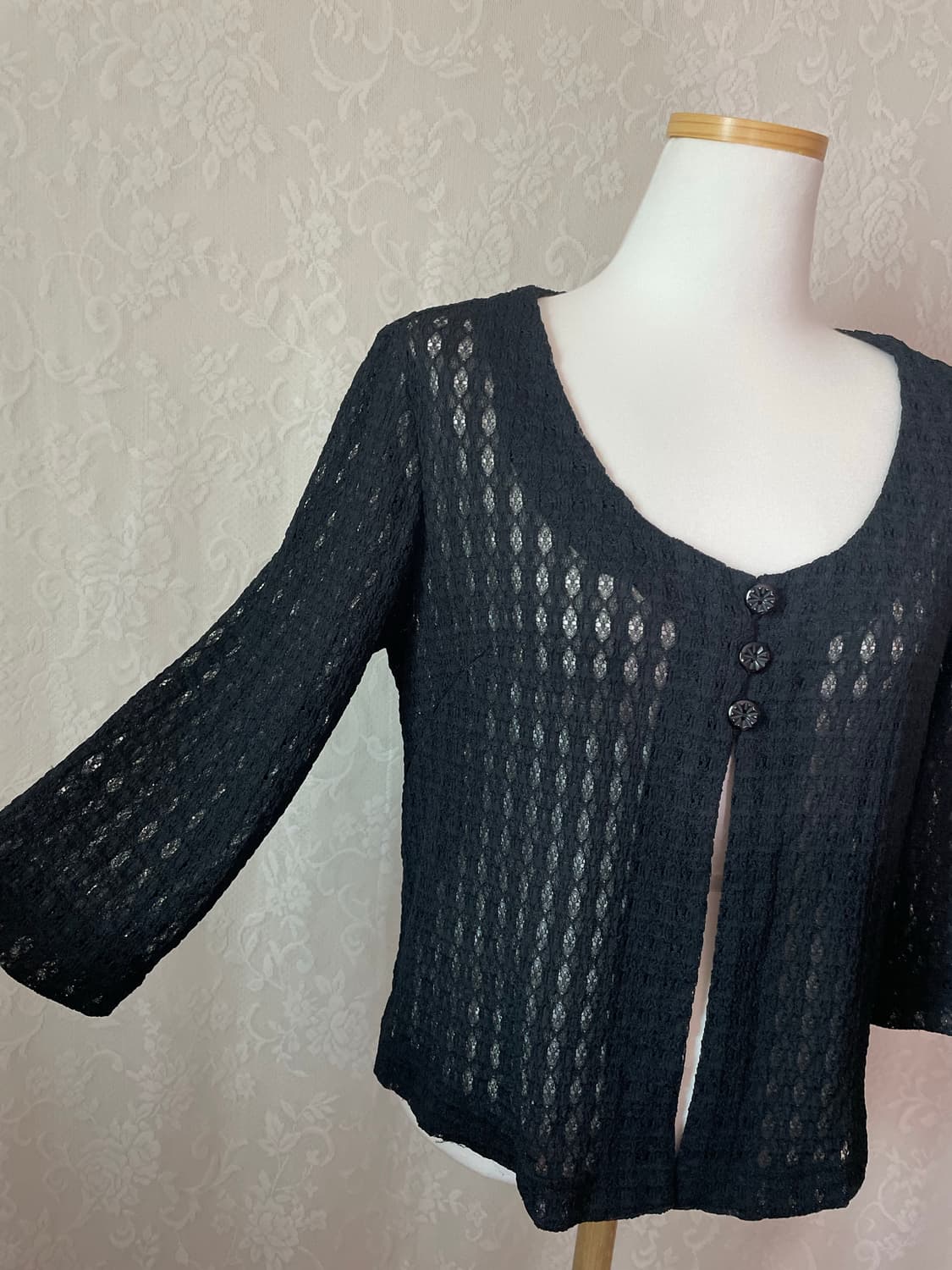 빈티지 블랙 시스루 니트 가디건 상품이미지3