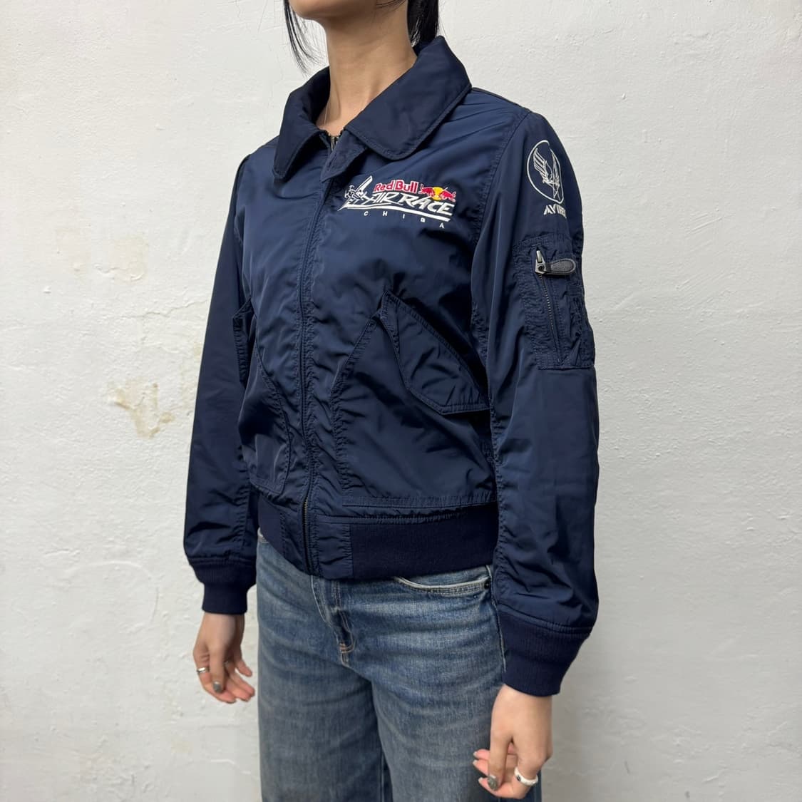 아비렉스 네이비 2017 레드불 레이스쇼 투웨이 칼라넥 플라이트 자켓 상품이미지1