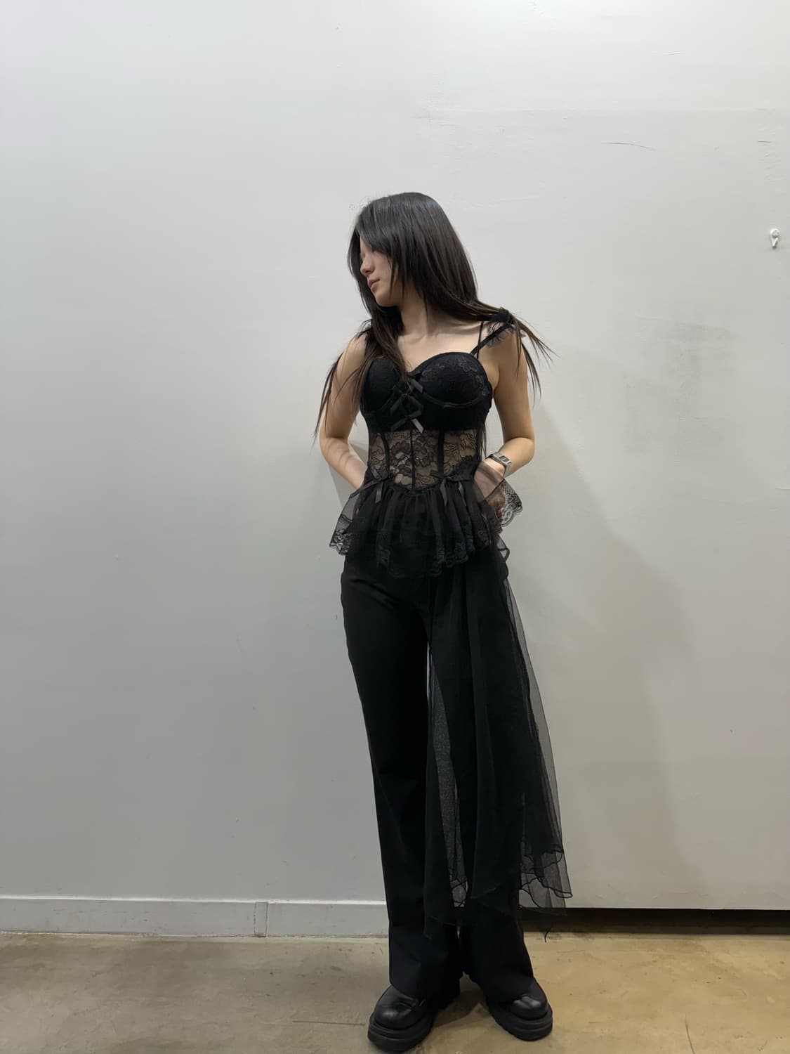 사이드 쉬폰 레이어드 코르셋 상품이미지8