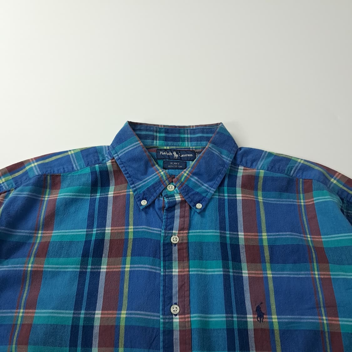 CK835 XL 폴로 90s 블레이크핏 블루 마드라스 반팔 셔츠 남방 상품이미지2