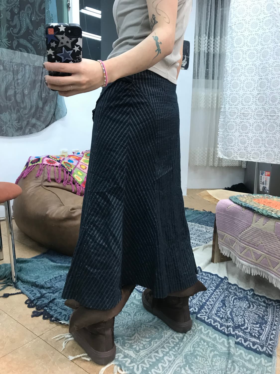 빈티지 시어서커 스트라이프 프릴 스커트  상품이미지2