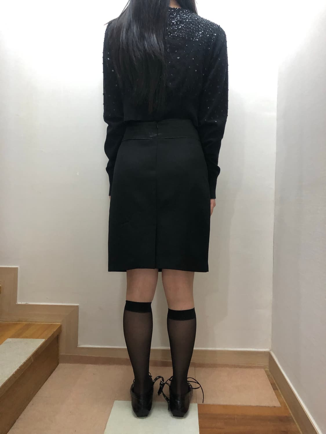 빈티지 블랙 리본 미디 스커트 상품이미지9